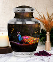 3-inch Classic Peacock Urn for ashes, customizable.