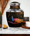 3-inch Classic Peacock Urn for ashes, customizable.