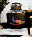 3-inch Classic Peacock Urn for ashes, customizable.