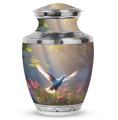 Classic 3 inch Dove Urn, aluminium large cremation urn.