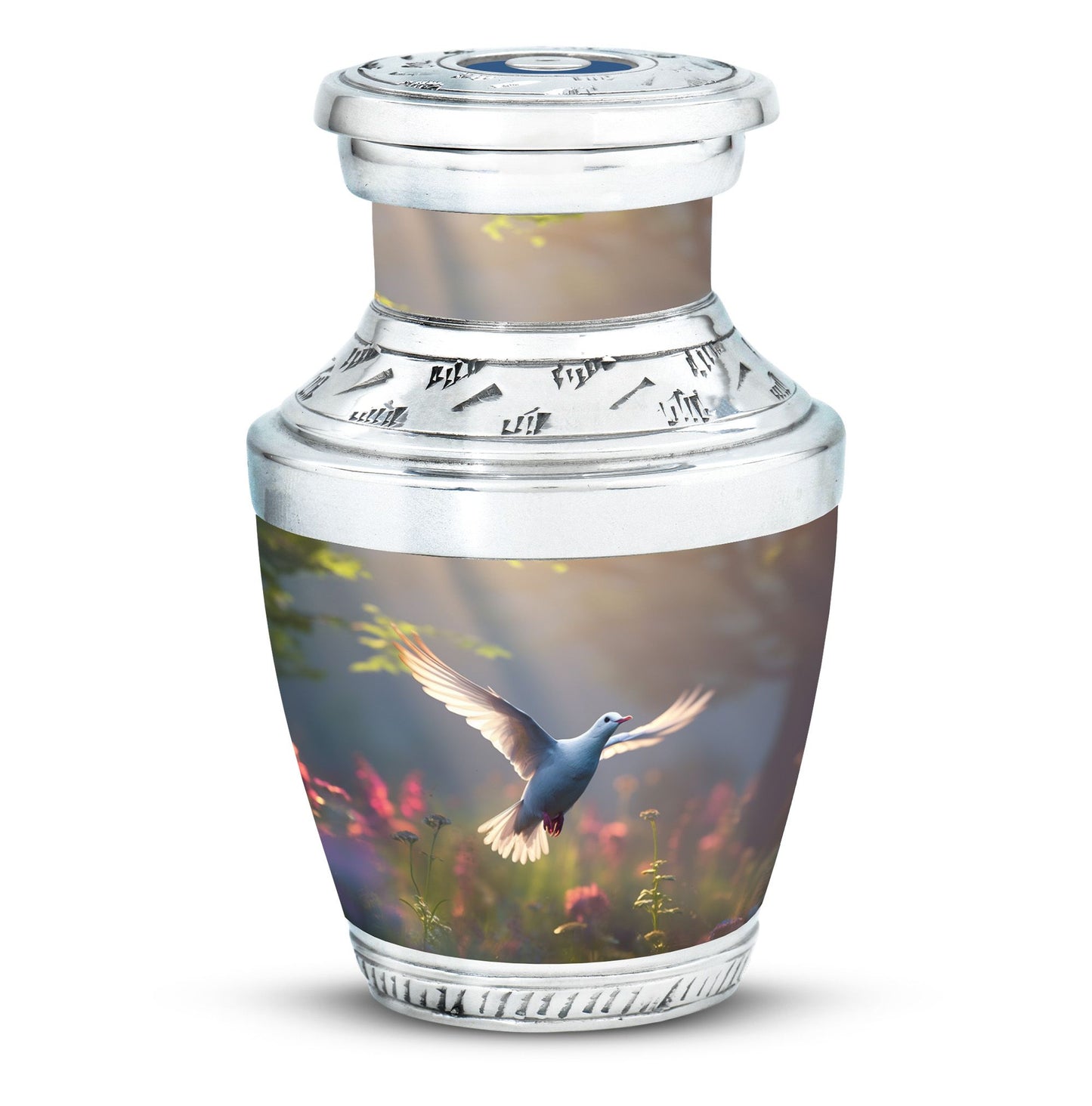 Classic 3 inch Dove Urn, aluminium large cremation urn.