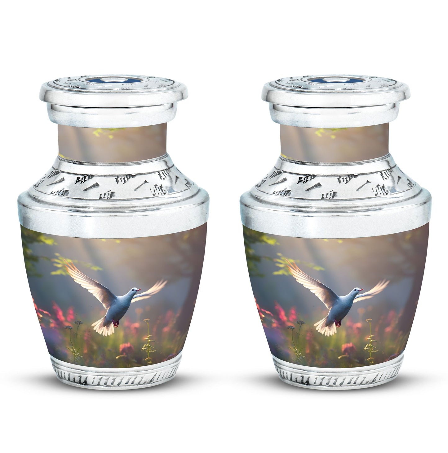 Classic 3 inch Dove Urn, aluminium large cremation urn.