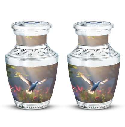 Classic 3 inch Dove Urn, aluminium large cremation urn.