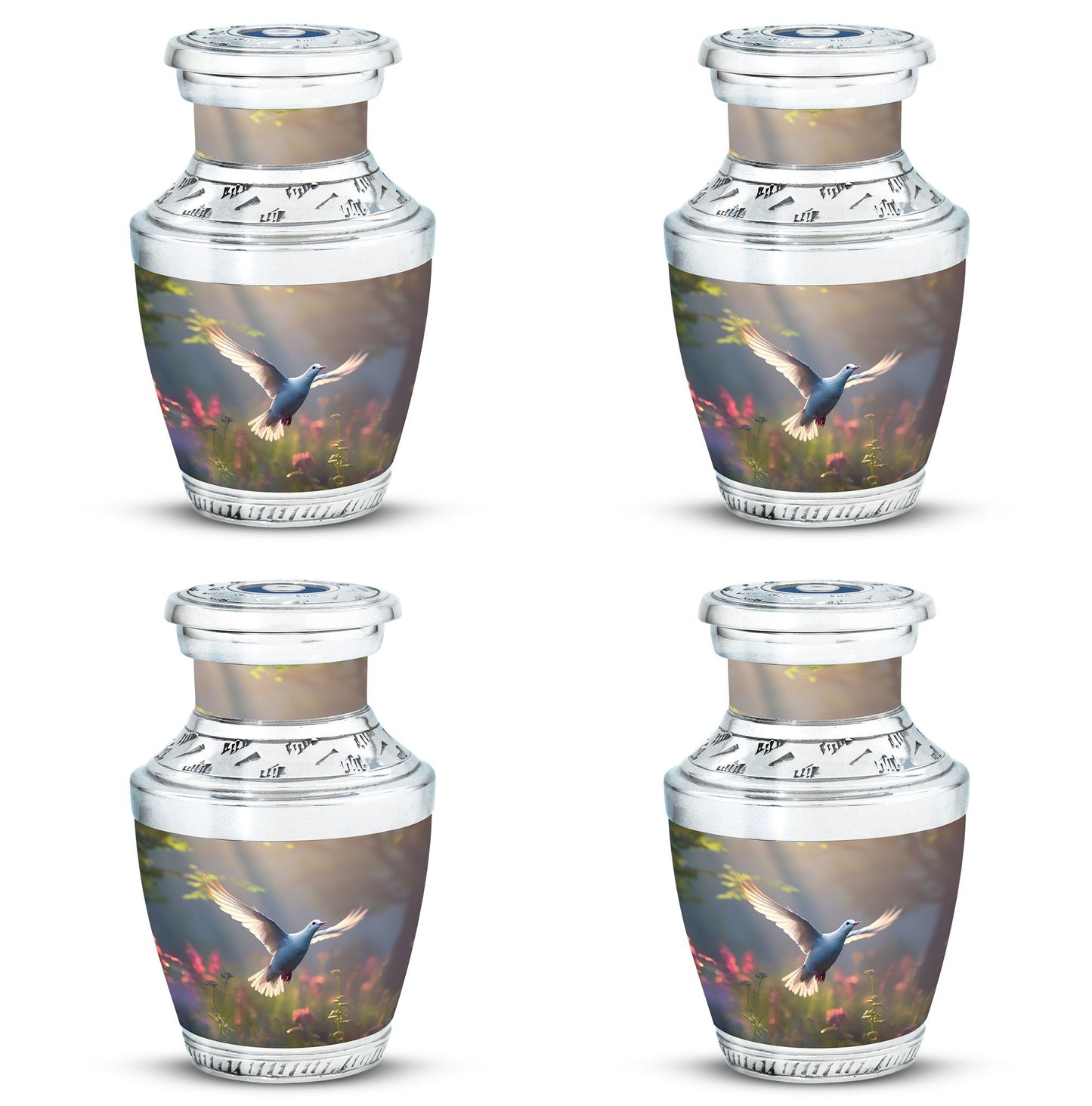 Classic 3 inch Dove Urn, aluminium large cremation urn.