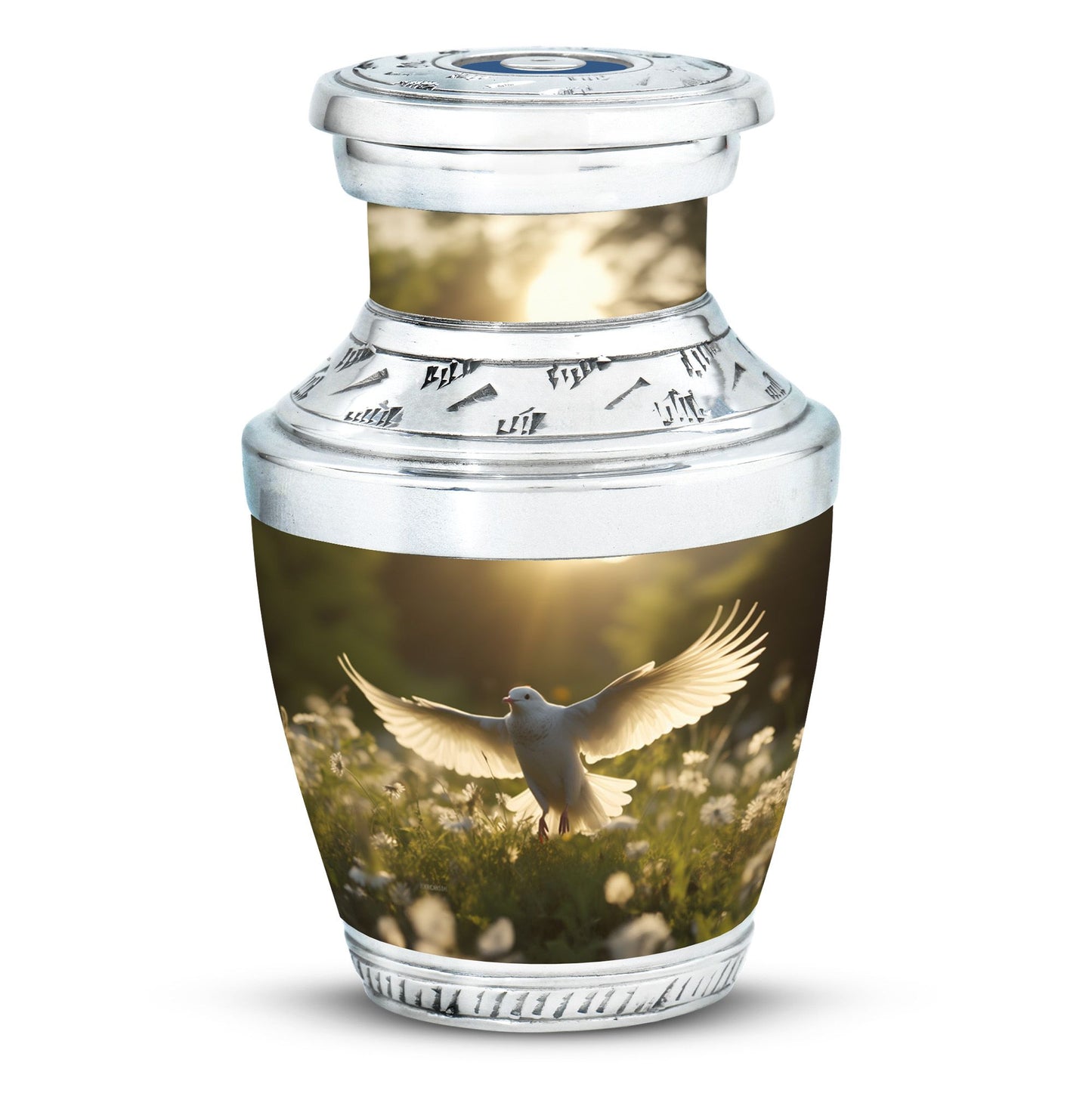 Customisable Dove Cremation Urn in Aluminium.