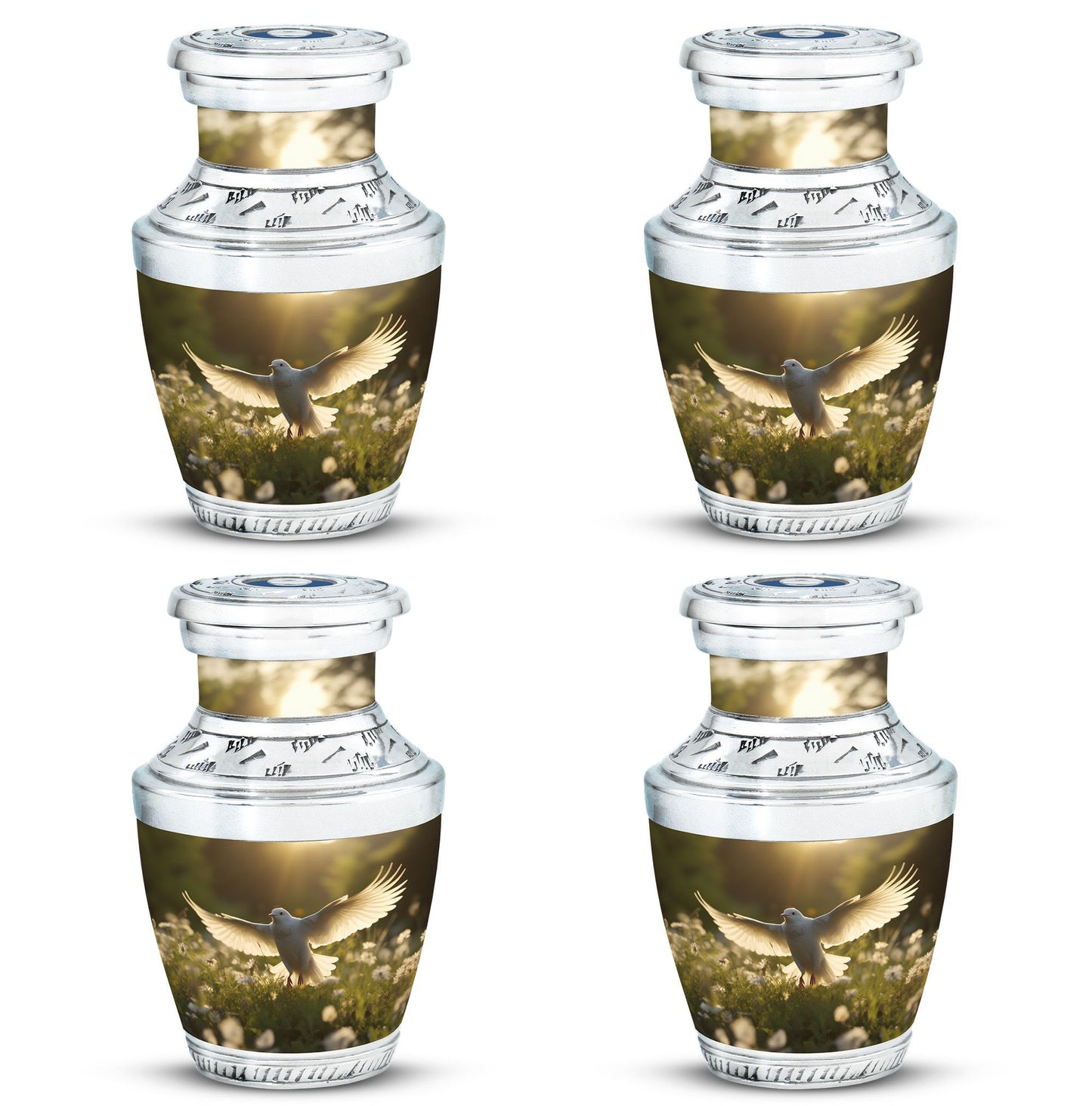 Customisable Dove Cremation Urn in Aluminium.