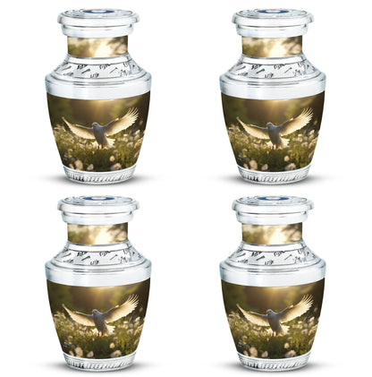 Customisable Dove Cremation Urn in Aluminium.