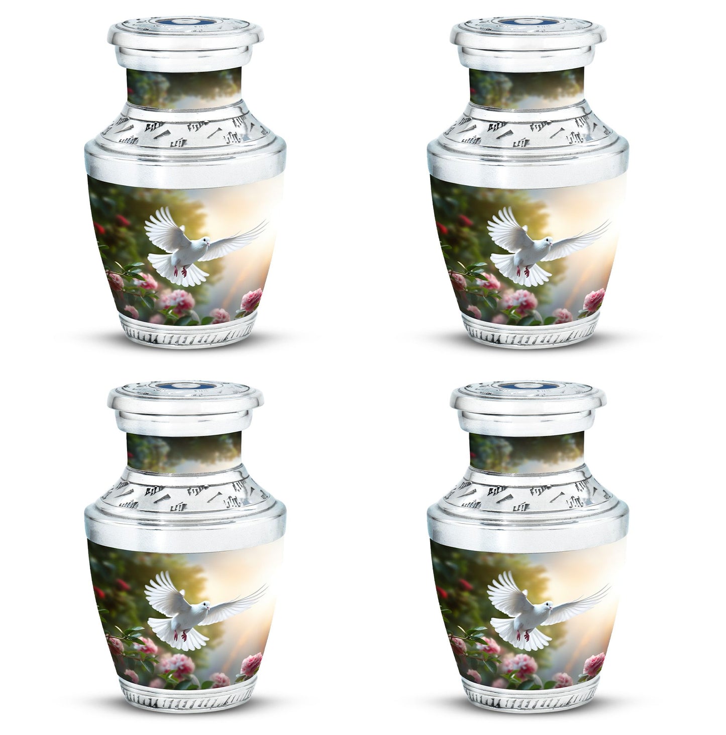 Dove flying Memorial Urn, Classic urn for cremation.