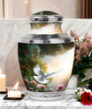 Dove flying Memorial Urn, Classic urn for cremation.