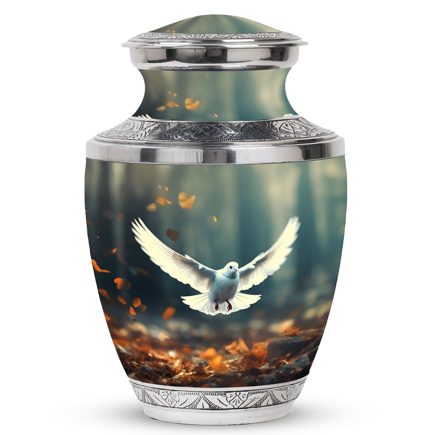 Classic 3 inch Aluminium Dove Urn for Human Ashes.