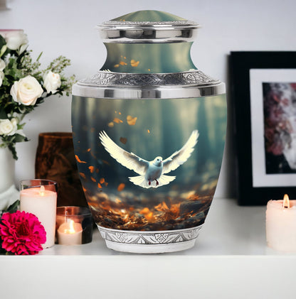Classic 3 inch Aluminium Dove Urn for Human Ashes.