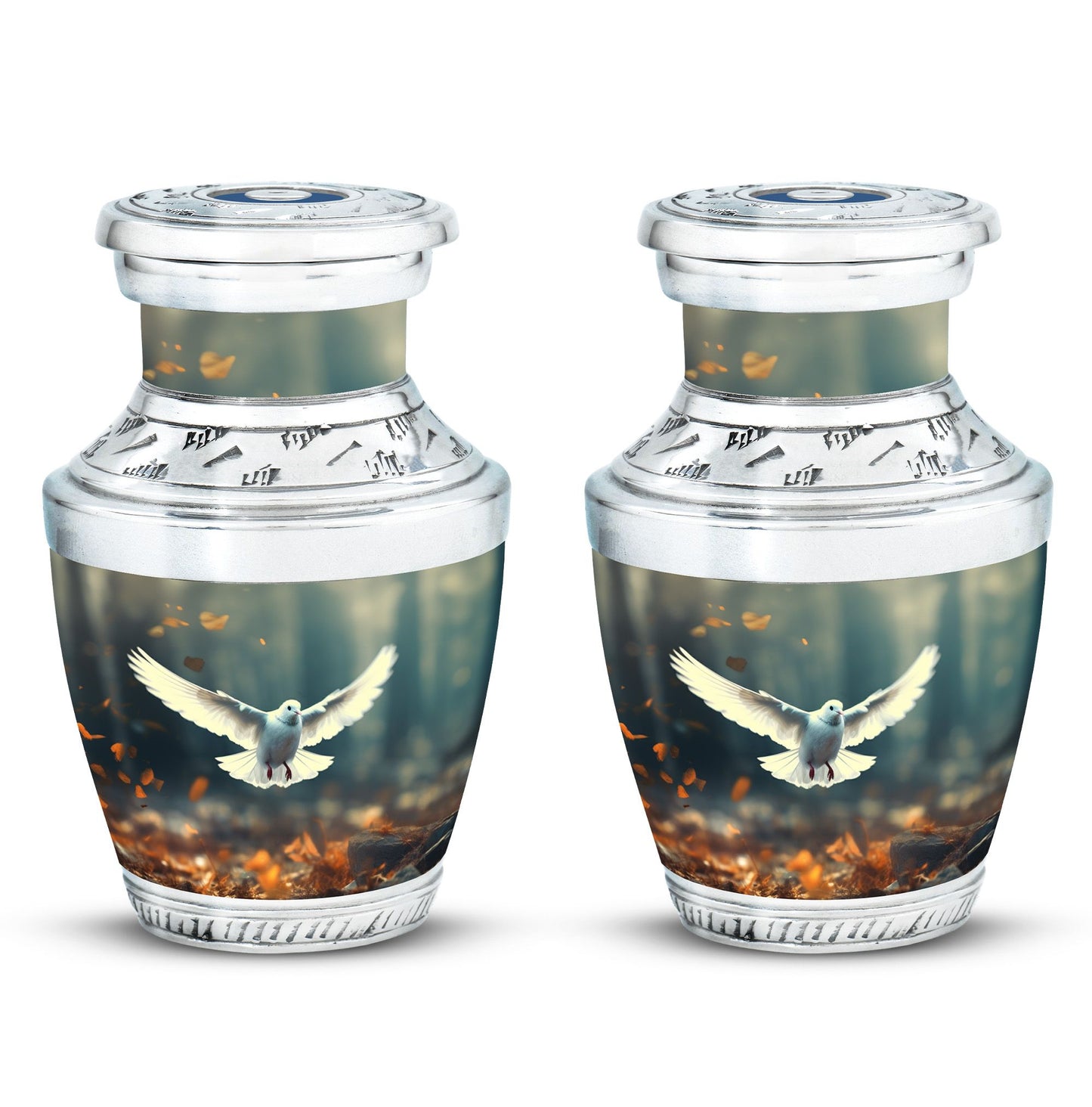 Classic 3 inch Aluminium Dove Urn for Human Ashes.
