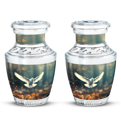 Classic 3 inch Aluminium Dove Urn for Human Ashes.