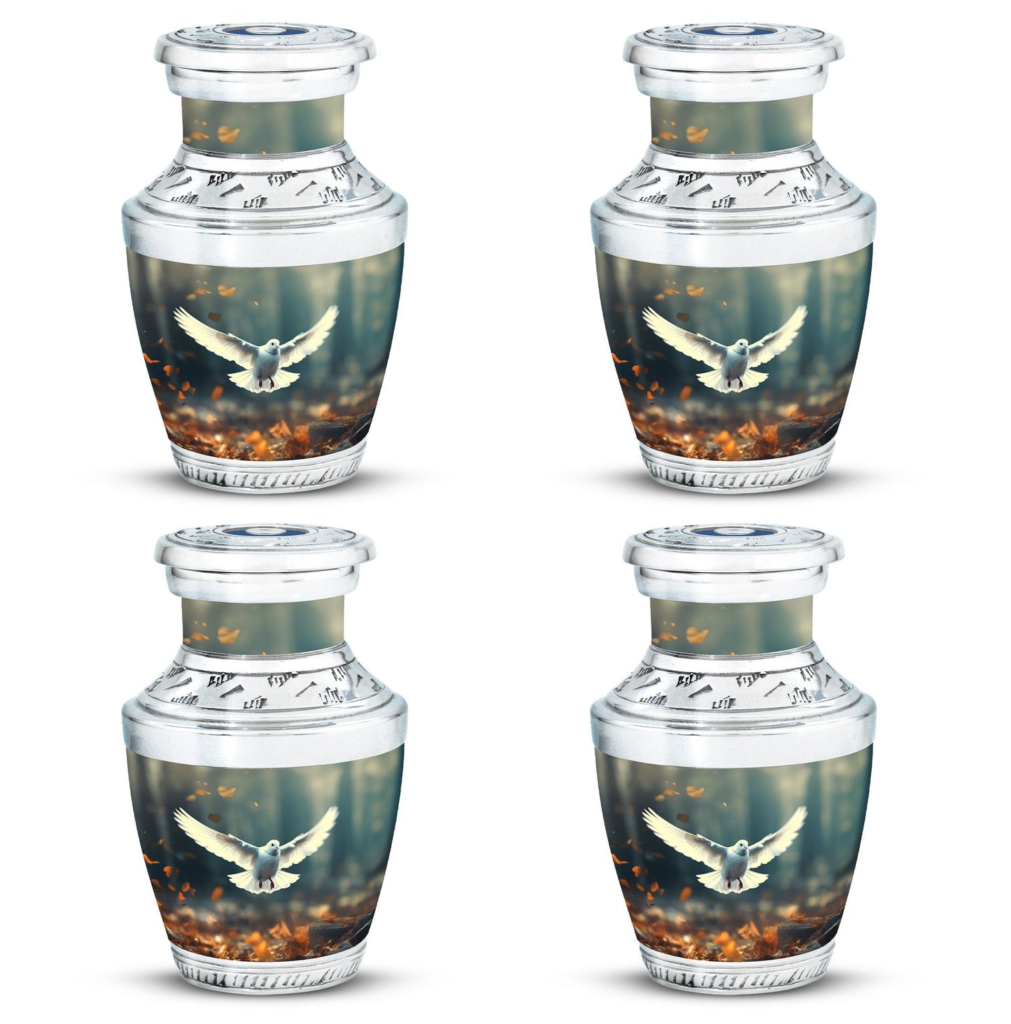 Classic 3 inch Aluminium Dove Urn for Human Ashes.