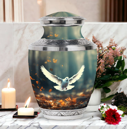 Classic 3 inch Aluminium Dove Urn for Human Ashes.
