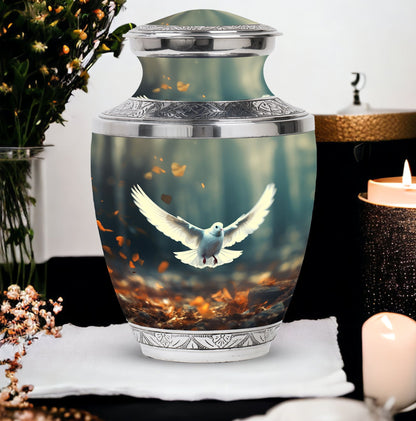 Classic 3 inch Aluminium Dove Urn for Human Ashes.