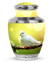 Dove Urn for Ashes, Large Aluminium Cremation Urn.