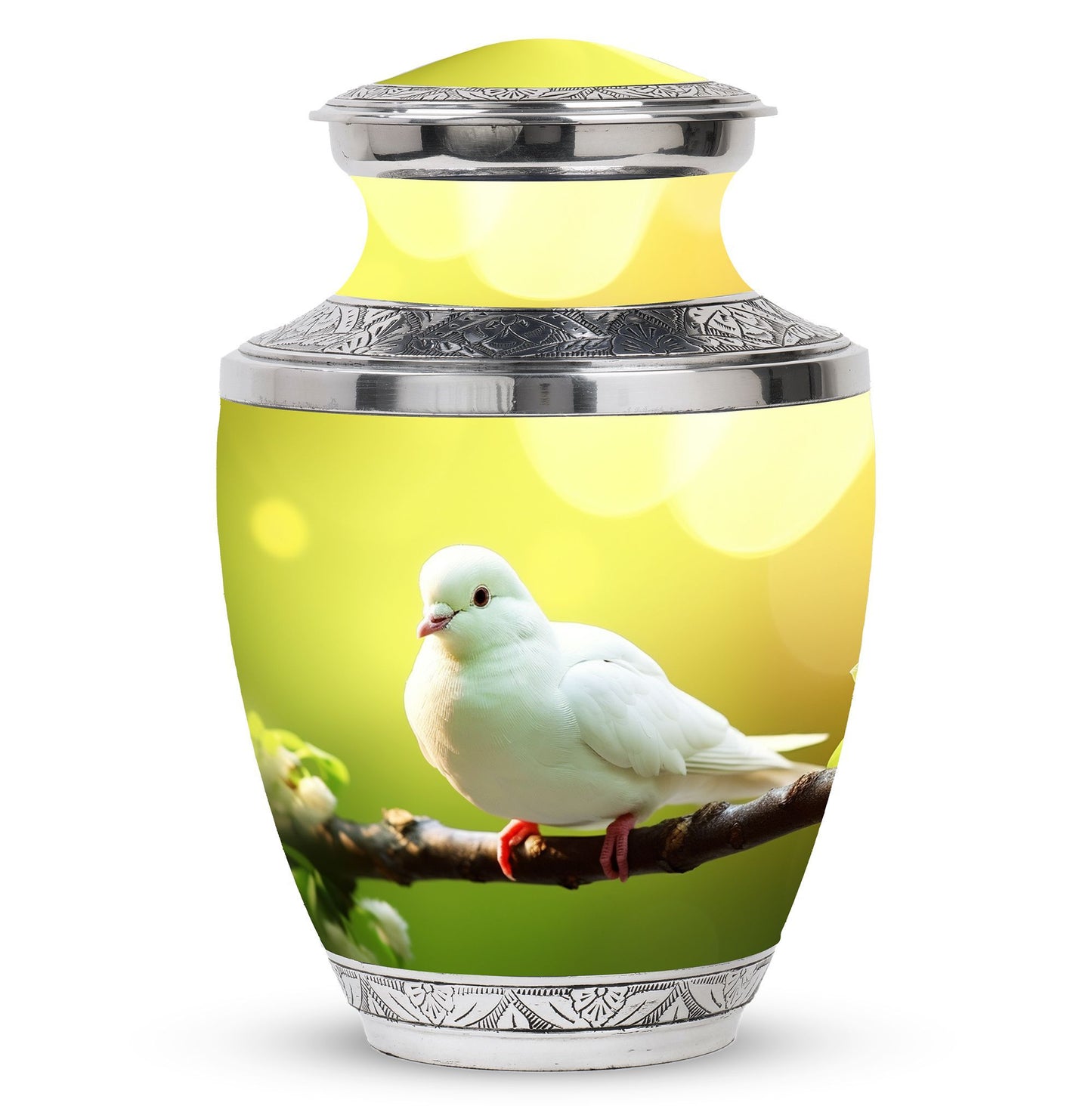 Dove Urn for Ashes, Large Aluminium Cremation Urn.