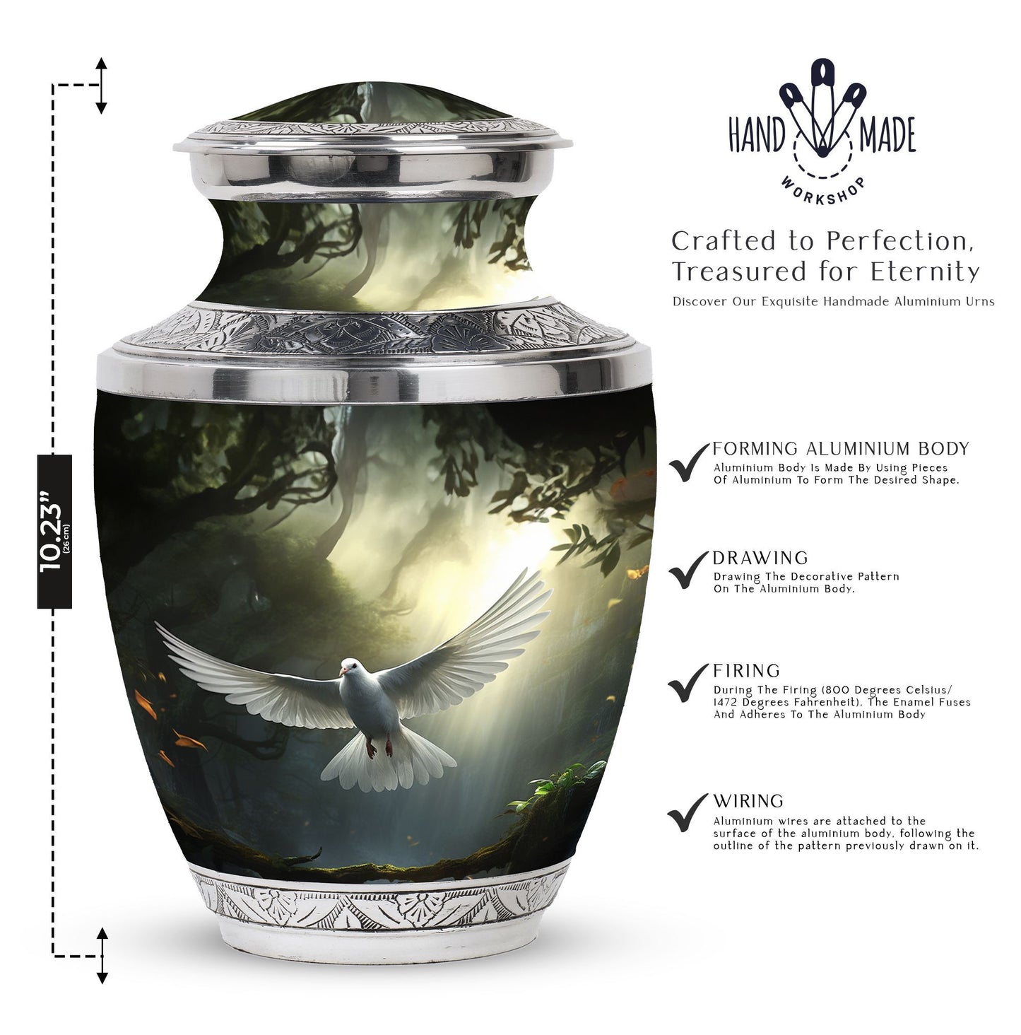 3-inch Dove Symbol of Hope Classic Cremation Urn.
