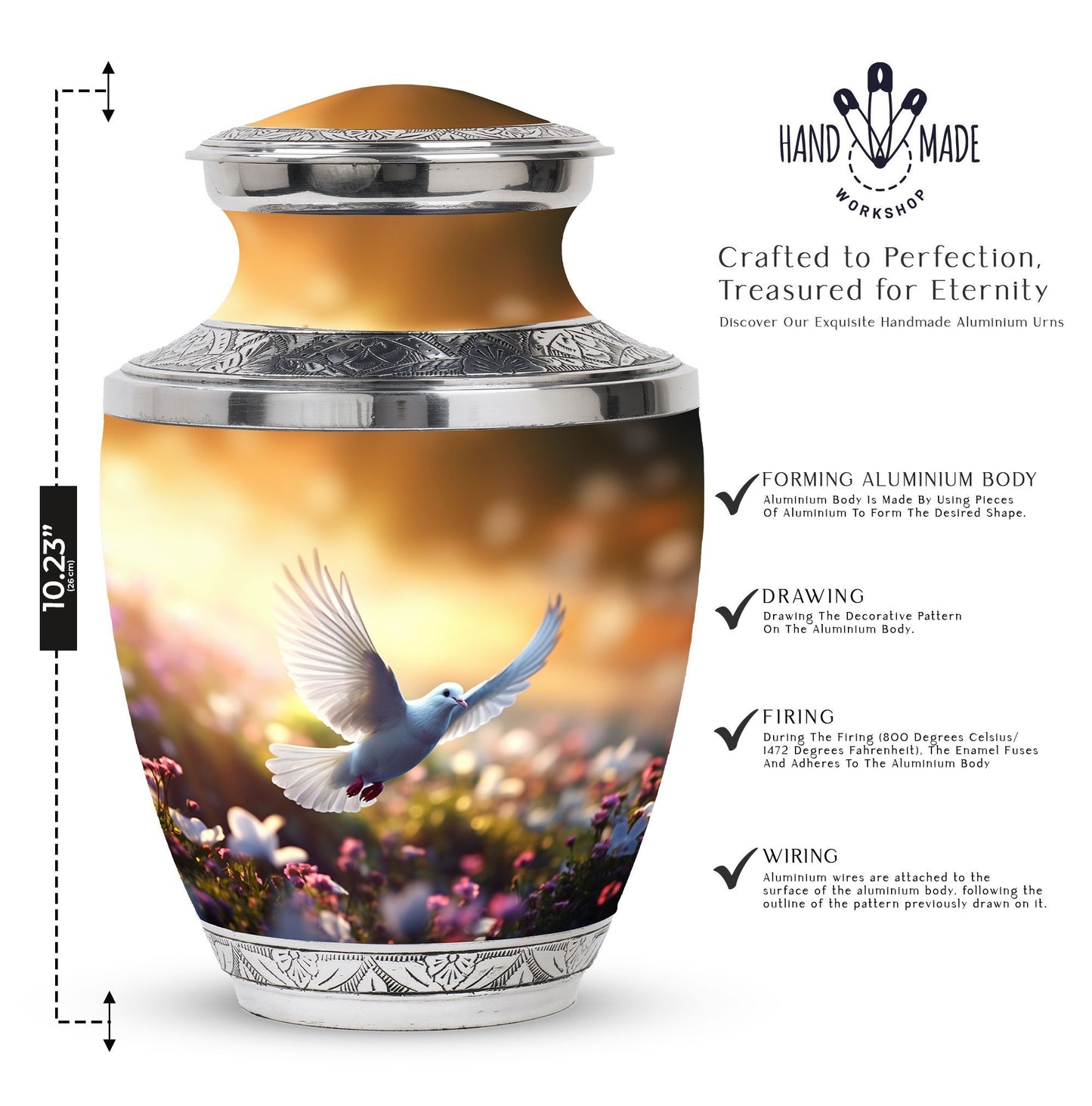 Classic, 3-Inch Dove Urn for Human Ashes.