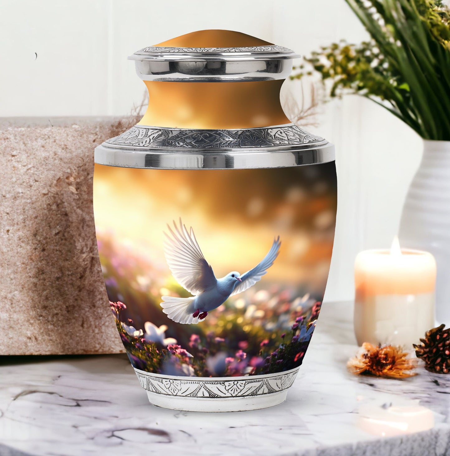 Classic, 3-Inch Dove Urn for Human Ashes.