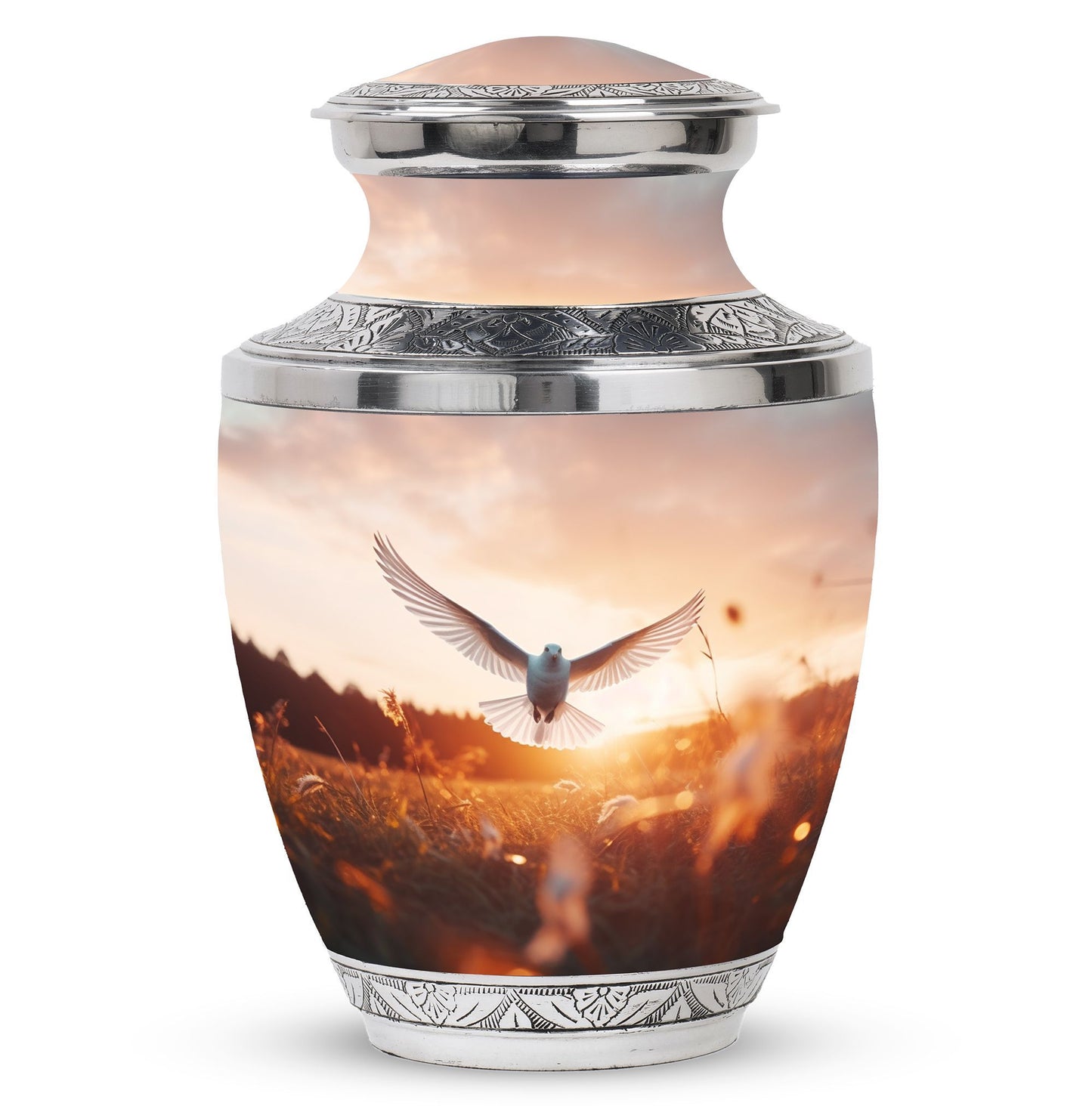 Classic large Dove Urn for Ashes made of aluminium