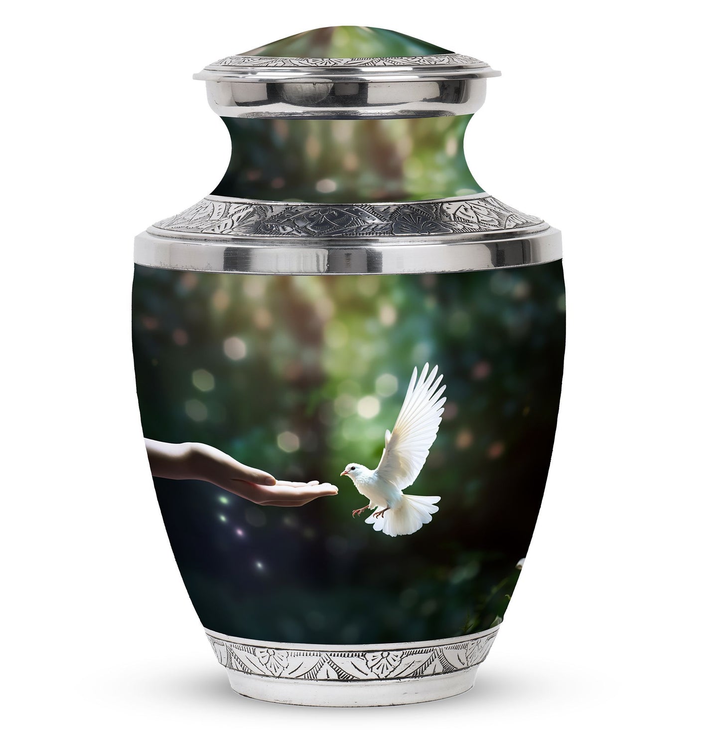 Dove Memorial Urn, 3-inch large aluminium