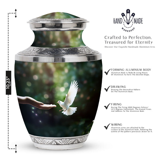 Dove Memorial Urn, 3-inch large aluminium