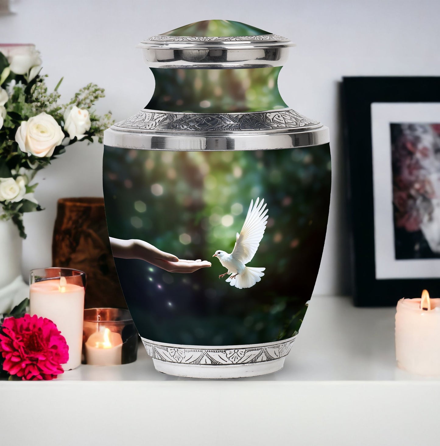 Dove Memorial Urn, 3-inch large aluminium