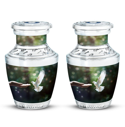 Dove Memorial Urn, 3-inch large aluminium