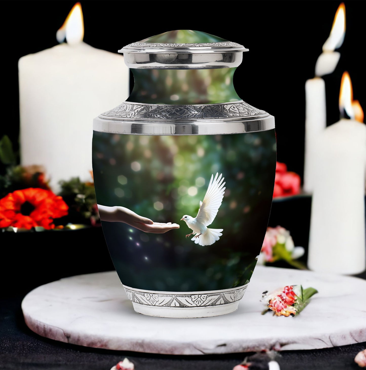 Dove Memorial Urn, 3-inch large aluminium