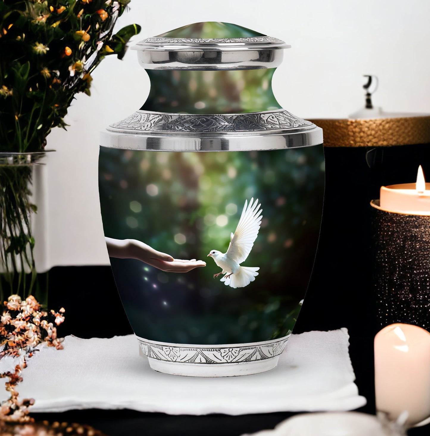 Dove Memorial Urn, 3-inch large aluminium