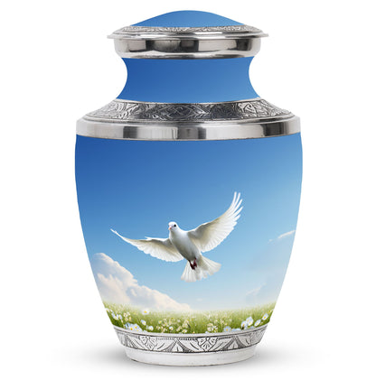 3-inch Dove Urn for ashes, classic design in aluminium.