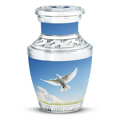 3-inch Dove Urn for ashes, classic design in aluminium.