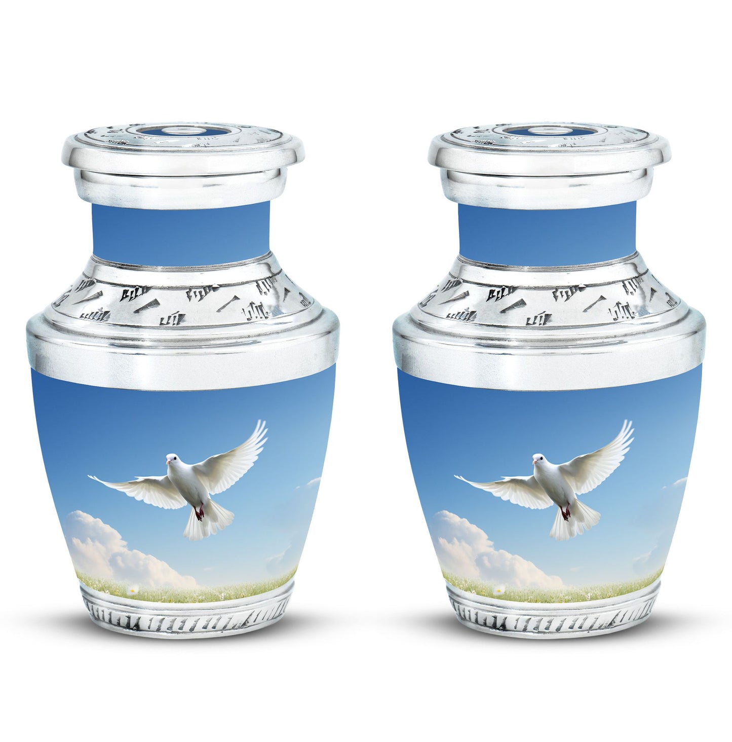 3-inch Dove Urn for ashes, classic design in aluminium.