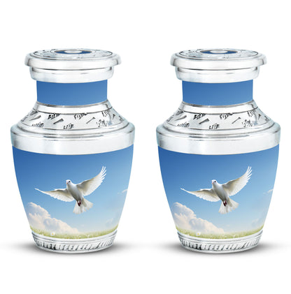 3-inch Dove Urn for ashes, classic design in aluminium.