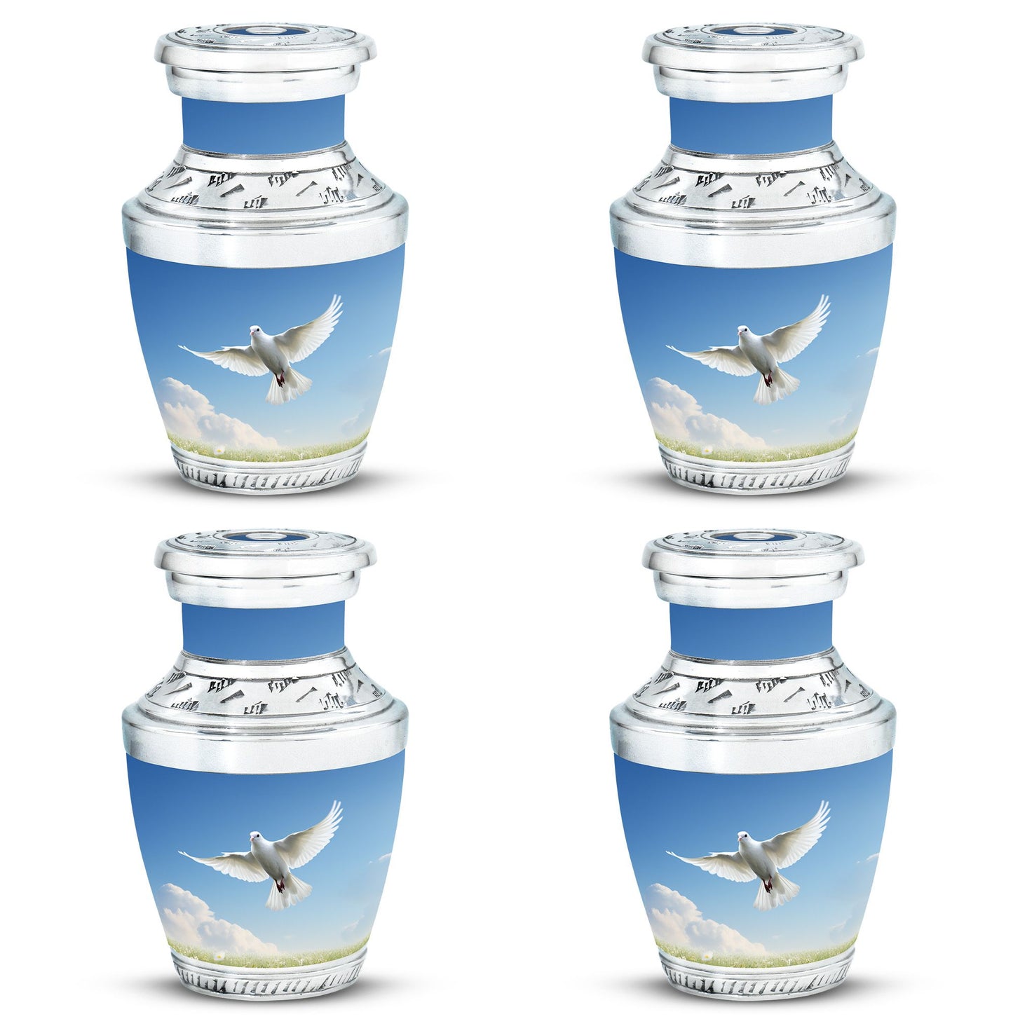 3-inch Dove Urn for ashes, classic design in aluminium.