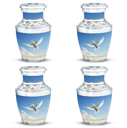 3-inch Dove Urn for ashes, classic design in aluminium.
