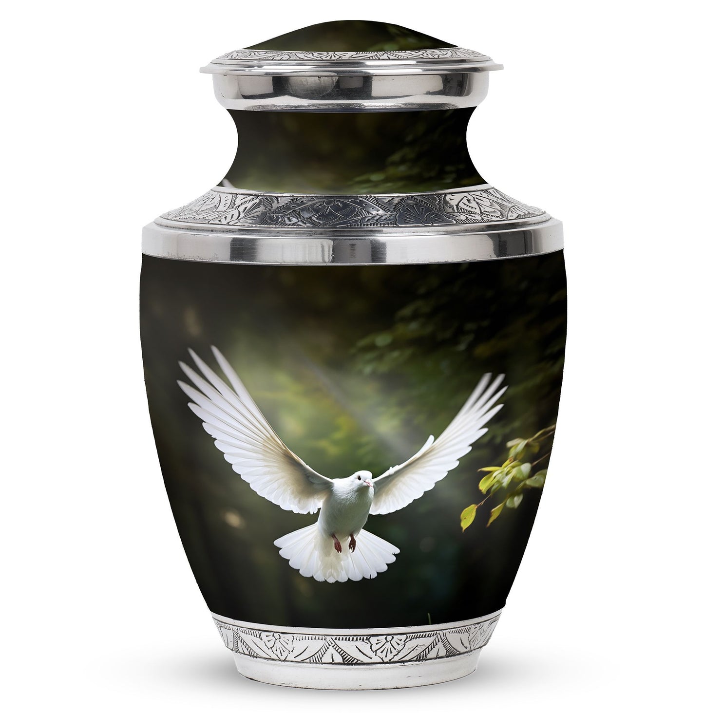Classic 3-inch aluminium Dove Urn, a large memorial urn.