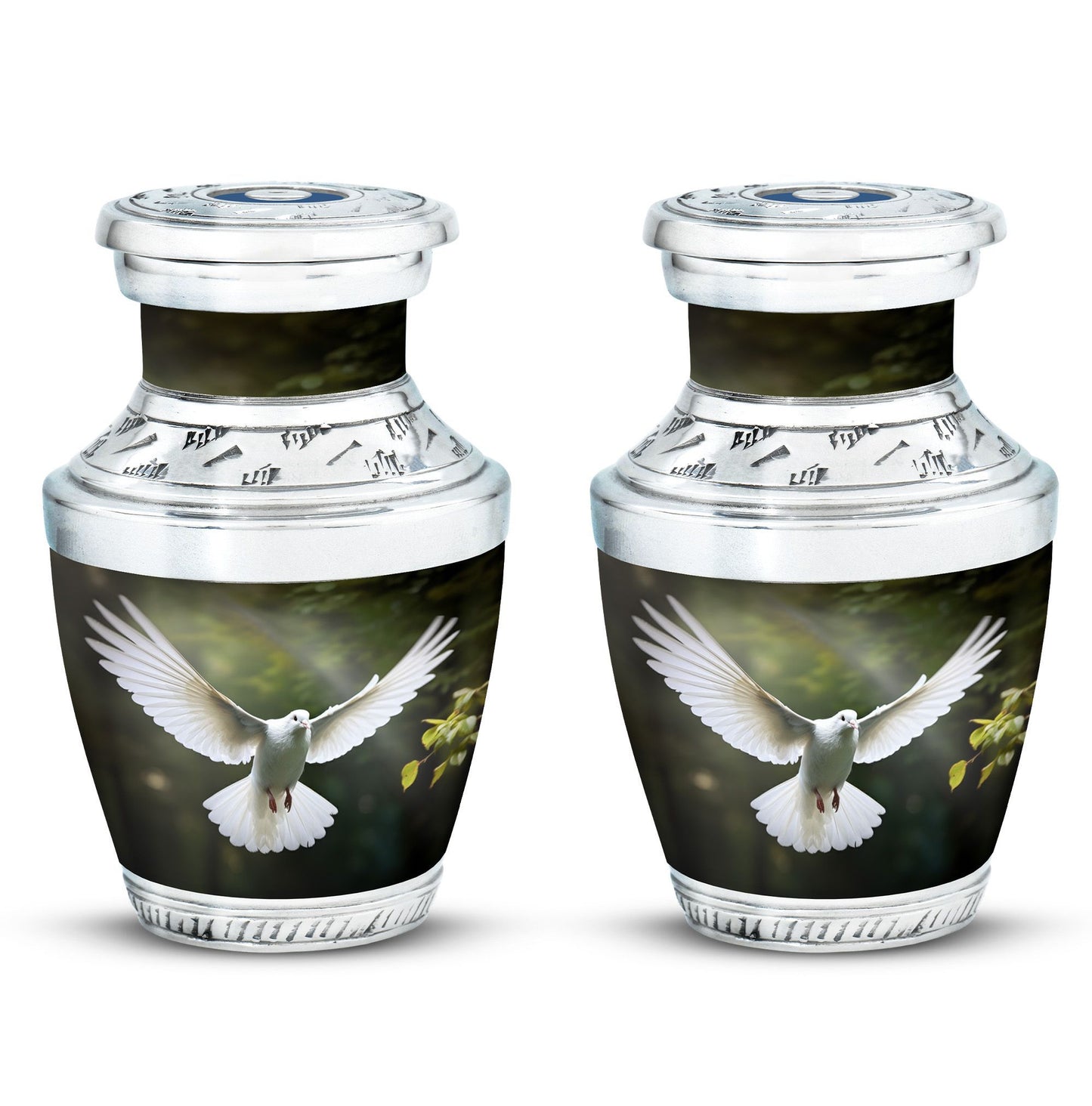 Classic 3-inch aluminium Dove Urn, a large memorial urn.