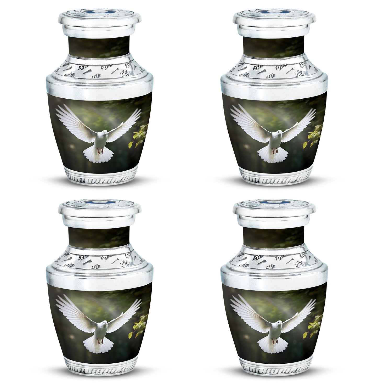 Classic 3-inch aluminium Dove Urn, a large memorial urn.