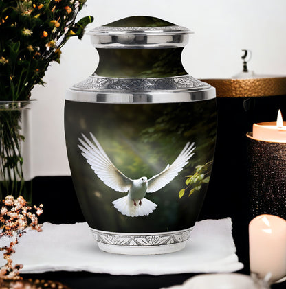 Classic 3-inch aluminium Dove Urn, a large memorial urn.