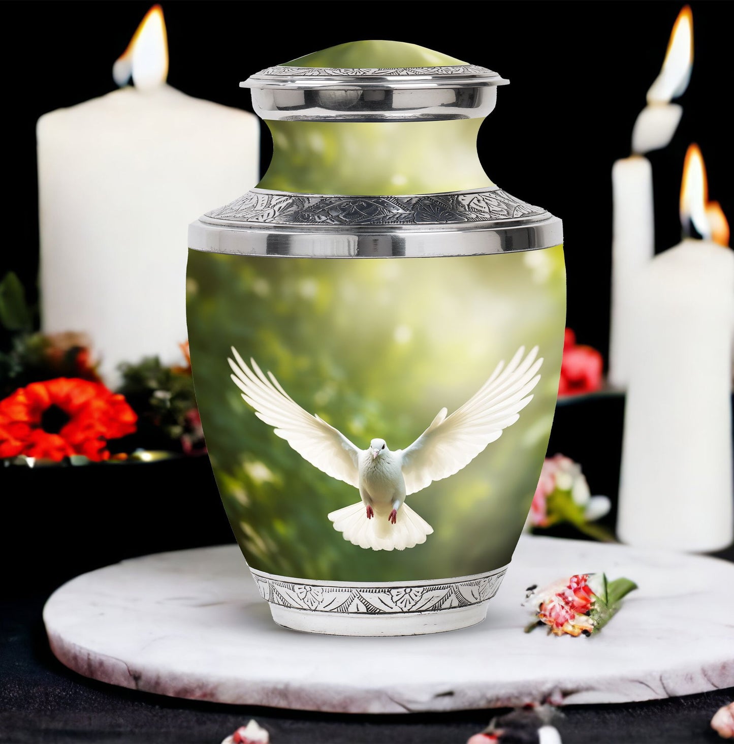 Classic Dove Cremation Urn, Large Aluminium Unique Urn for.