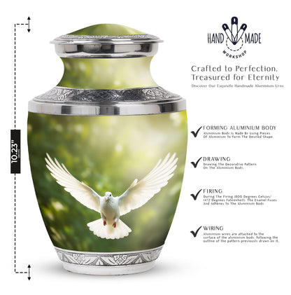 Classic Dove Cremation Urn, Large Aluminium Unique Urn for.