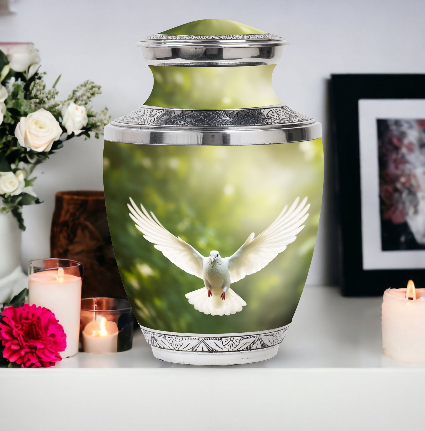 Classic Dove Cremation Urn, Large Aluminium Unique Urn for.