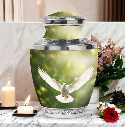 Classic Dove Cremation Urn, Large Aluminium Unique Urn for.