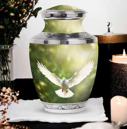 Classic Dove Cremation Urn, Large Aluminium Unique Urn for.