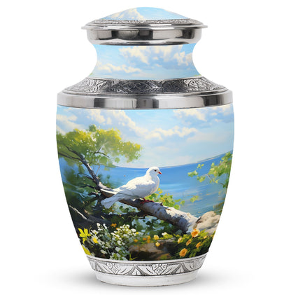3 Inch Dove Memorial Urn, Classic Aluminium Urn for Human Ashes.