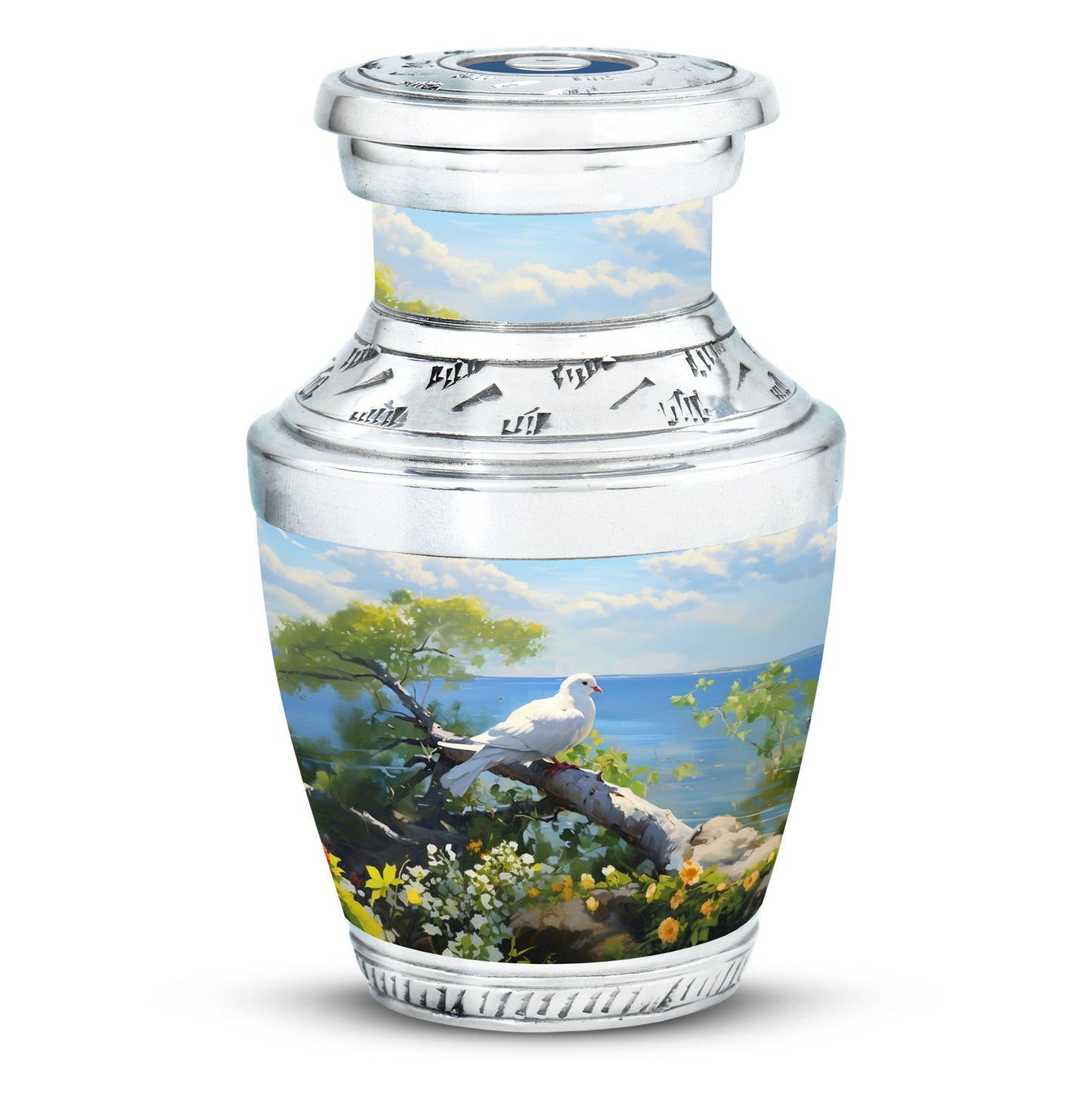 3 Inch Dove Memorial Urn, Classic Aluminium Urn for Human Ashes.