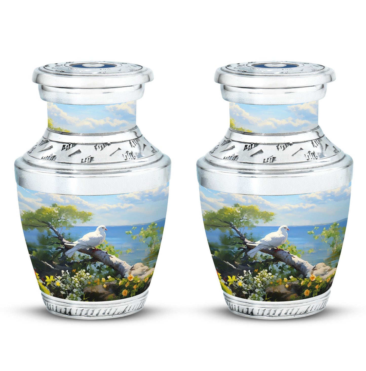 3 Inch Dove Memorial Urn, Classic Aluminium Urn for Human Ashes.